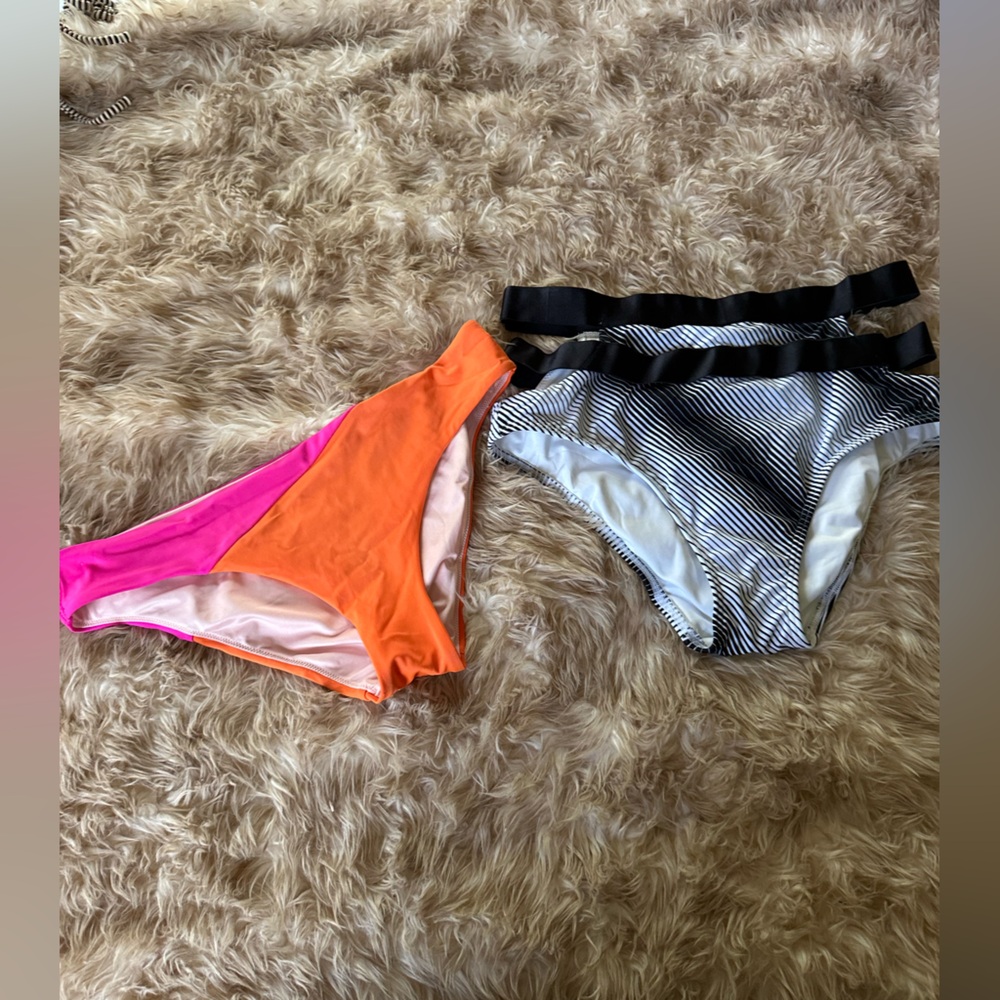 Victoria Secret Bundle of Pink/Orange and Striped Bikini Bottoms